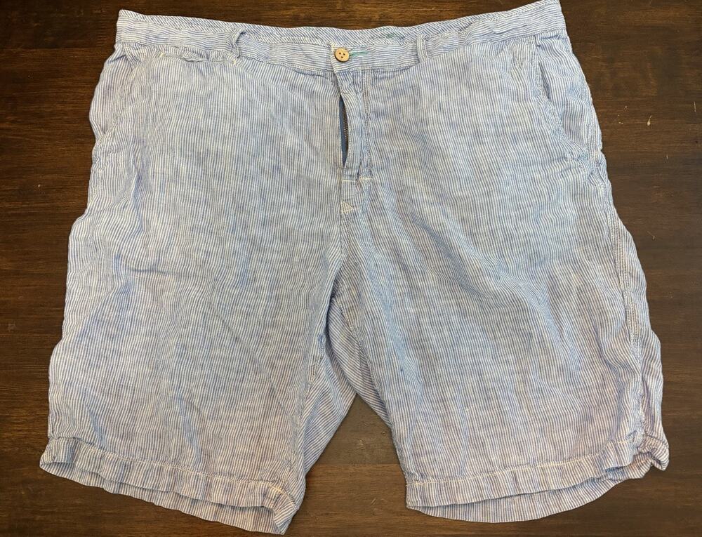 Tommy Bahama Size 42 Relax Linen Chino Shorts Blue White Stripes